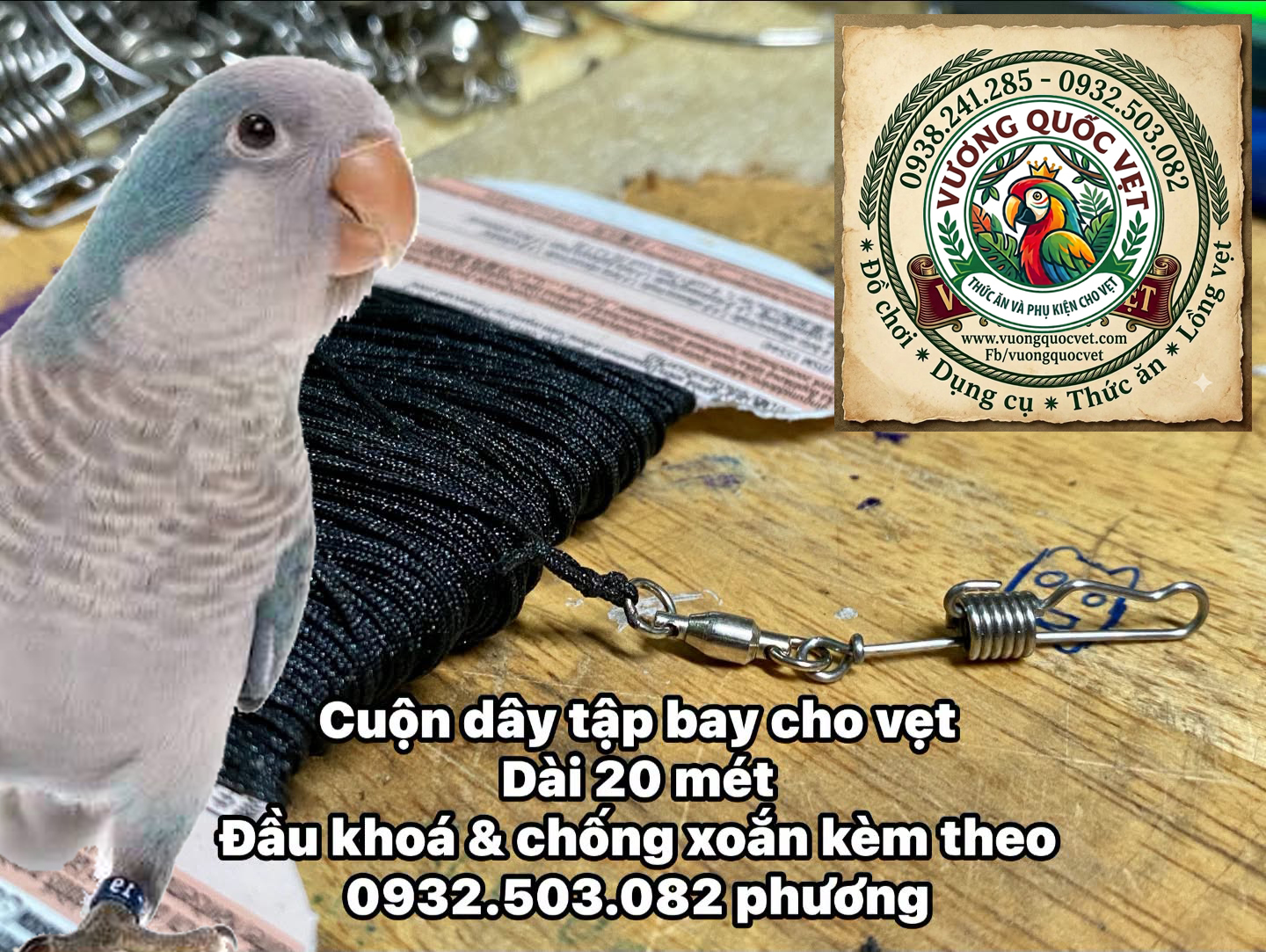 Dây Tập Bay Cho Vẹt Nhỏ Dài 20 Mét – An Toàn, Tiện Lợi Cho Chim Cưng - Ảnh 3