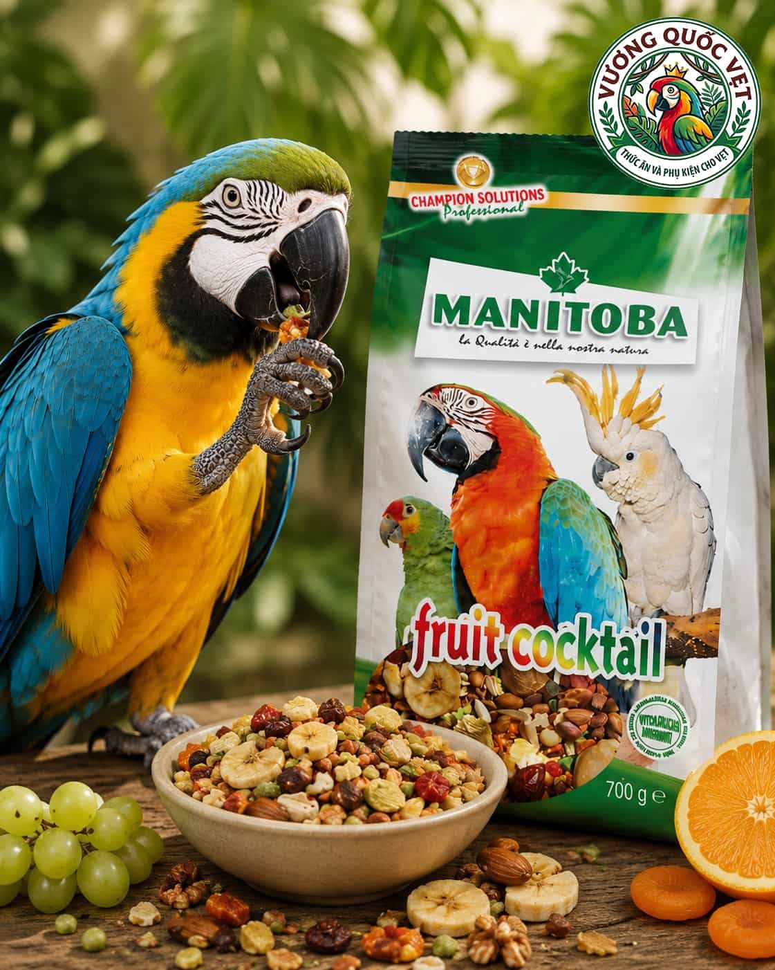 Thức Ăn Trái Cây & Hạt Cao Cấp Cho Vẹt Manitoba Fruit Cocktail 700g