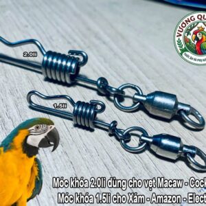 So sánh kích thước móc khóa 2.0li cho Macaw và 1.5li cho vẹt Xám Amazon