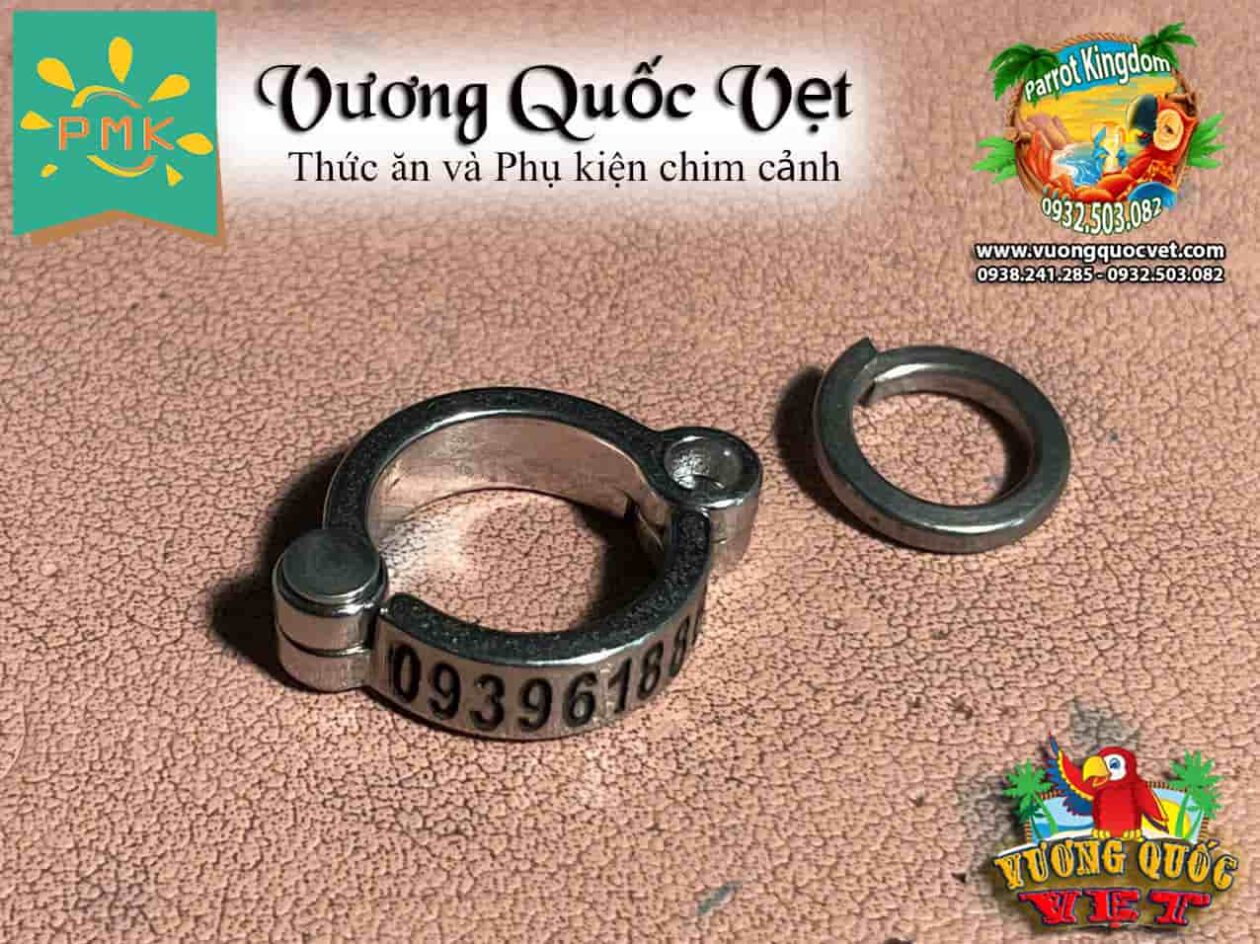 Vòng inox đeo chân vẹt có khắc số điện thoại